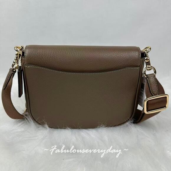 COACH Amelia Saddle Bag Shoulder/Crossbody Bag In Leather/Dark Stone CP107 NWT - Picture 2 of 8